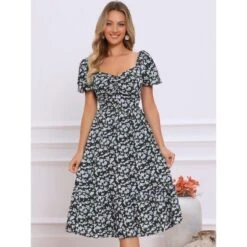 INSPIRE CHIC Women's Floral Sweetheart Neck Puff Short Sleeve A-Line Midi Dress 5 INSPIRE CHIC Women's Floral Sweetheart Neck Puff Short Sleeve A-Line Midi Dress -Fashion Clothing Store GUEST 37acee17 4e77 470f 8aaf a813eca8355c