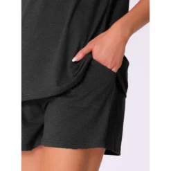 INSPIRE CHIC Women's 2 Piece Lounge Set Knit Short Sleeve Tee And Shorts Pajama Set With Pockets -Fashion Clothing Store GUEST 394d8d6f f07f 42f9 a285 e5603b9f65ac