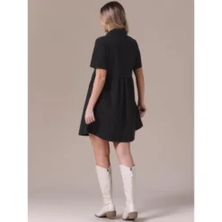 INSPIRE CHIC Women's Denim Short Sleeve Button Down Turndown Collar Babydoll Mini Shirt Dresses -Fashion Clothing Store GUEST 3dbb7b7c 45a3 4994 b47b a35b2d0957c3