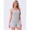 INSPIRE CHIC Womens Cami Pajamas Racerback Lace Trim V Neck 2 Piece Tank Top With Shorts Sets