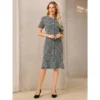 INSPIRE CHIC Women's Short Sleeve Elegant Work Fishtail Tweed Bodycon Mermaid Dress