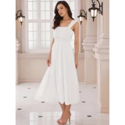 INSPIRE CHIC Women's Wedding Guest Ruched Waist Sleeveless Smocked Maxi Dress