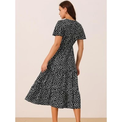 INSPIRE CHIC Women's Summer Casual Short Flutter Sleeve V Neck Elastic Waist Flowy Polka Dots Dress 3 INSPIRE CHIC Women's Summer Casual Short Flutter Sleeve V Neck Elastic Waist Flowy Polka Dots Dress - Image 3