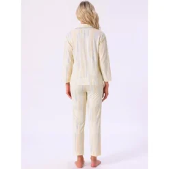 INSPIRE CHIC Women's Cotton Sleepwear Button Down Lounge Long Sleeve Shirt And Pants Pajama Sets -Fashion Clothing Store GUEST 4c2da8ea ee12 4783 b17b fa7d6f6428d6
