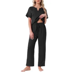 INSPIRE CHIC Womens Silky Pajama Sets Soft Lounge Sets Summer Pajamas Satin Short Sleeve V-neck -Fashion Clothing Store GUEST 4cb87605 c980 47ce 90d3 c652432a6994