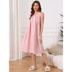 INSPIRE CHIC Women's Tank Pajama Dress Sleepshirt Soft Sleepwear Midi Sleeveless Nightgowns