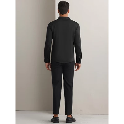 INSPIRE CHIC Men's Long Sleeve Button Down Solid Color Business Dress Shirt 2 INSPIRE CHIC Men's Long Sleeve Button Down Solid Color Business Dress Shirt - Image 2