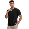 INSPIRE CHIC Men's Casual Summer Short Sleeves Button Basic Henley T-Shirts