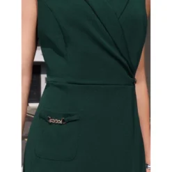 INSPIRE CHIC Women's Sleeveless Pencil Notched Lapel Collar Faux Wrap Wear To Work Sheath Dress -Fashion Clothing Store GUEST 5613b1f0 5920 4b29 81db 5c1df8cd5417