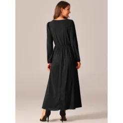 INSPIRE CHIC Women's Crewneck Lantern Long Sleeves A-Line Pleated Chiffon Maxi Formal Dress -Fashion Clothing Store GUEST 590d76d6 430f 4903 9c41 c0a3d0948536