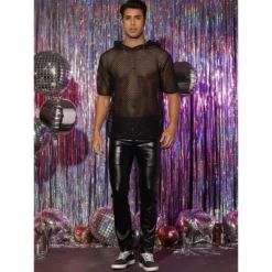 INSPIRE CHIC Men's Sheer Mesh Short Sleeves Hoodie T-Shirts