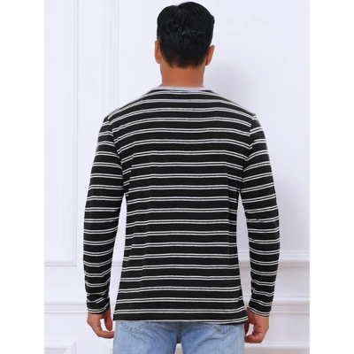 INSPIRE CHIC Men's Casual Long Sleeve Contrasting Colors Striped Henley T-Shirts 2 INSPIRE CHIC Men's Casual Long Sleeve Contrasting Colors Striped Henley T-Shirts - Image 2