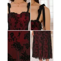 INSPIRE CHIC Women's Sleeveless Spaghetti Strap Floral Mesh A-Line Midi Dress -Fashion Clothing Store GUEST 6017b6ac 2ab3 461f 94c8 24b39aa1db96