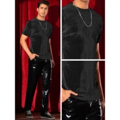 INSPIRE CHIC Men's Crew Neck Short Sleeve Disco Velvet T-Shirts -Fashion Clothing Store GUEST 60e1c5af c179 470a 9478 5cd3bc832bde