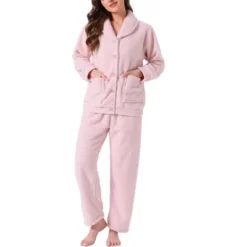 INSPIRE CHIC Women's Fleece Fluffy Plush Winter Button Down Tops With Pants Warm Pajama Sets -Fashion Clothing Store GUEST 62853558 fc25 4f17 a2ef 594e5909970e