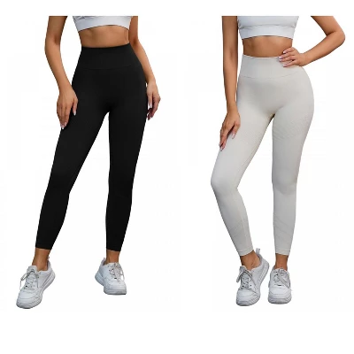 2 Pcs Women's High-Waisted Tummy Slimming Cycling Running Workout Legging Pants - INSPIRE CHIC 5 2 Pcs Women's High-Waisted Tummy Slimming Cycling Running Workout Legging Pants - INSPIRE CHIC - Image 5