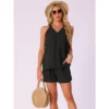 INSPIRE CHIC Women's V Neck Pajamas Summer Sleeveless Tank Top With Shorts Lounge Sets