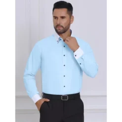 INSPIRE CHIC Men's Contrasting Colors Collar Long Sleeve Button Down Formal Business Dress Shirts -Fashion Clothing Store GUEST 68085346 967e 4b3c b46d d9e42a8680e9