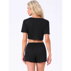 INSPIRE CHIC Women's Knit Loungewear Crop Tops With Shorts Button Down 2 Pcs Pajama Sets -Fashion Clothing Store GUEST 6a1413b3 6ae4 42d4 b31b 0e42a34ff601