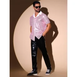 INSPIRE CHIC Sequins Shirts For Men's Camp Collar Short Sleeve Button Down Party Shiny Shirt 6 INSPIRE CHIC Sequins Shirts For Men's Camp Collar Short Sleeve Button Down Party Shiny Shirt -Fashion Clothing Store GUEST 6b17ed32 8c59 451f acb6 05b44b0e5148
