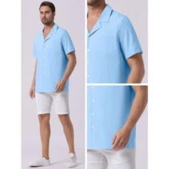INSPIRE CHIC Men's Camp Collar Short Sleeve Button Down Summer Beach Linen Shirts -Fashion Clothing Store GUEST 6d7ed957 7817 4b75 a9e5 4f87d9686127