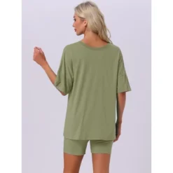 INSPIRE CHIC Women's Oversized V Neck Workout Tracksuit T-Shirts Tops With Biker Shorts Pajamas Lounge Set 2 Pcs -Fashion Clothing Store GUEST 70e5346d 71ca 4f82 a2a0 e48e32afa652