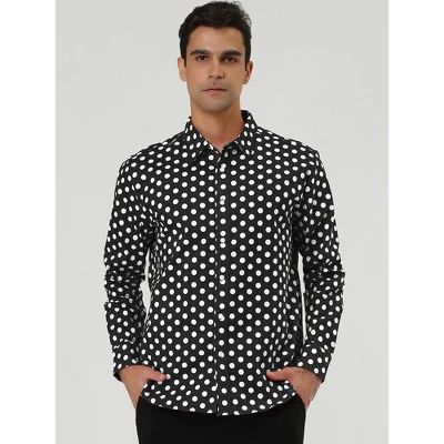 INSPIRE CHIC Men's Long Sleeves Button Down Polka Dots Shirt 1 INSPIRE CHIC Men's Long Sleeves Button Down Polka Dots Shirt
