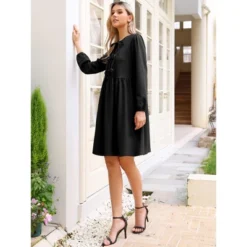 INSPIRE CHIC Women's Casual Long Sleeve Self Tie Bow Cute Tunic Fall Babydoll Dress -Fashion Clothing Store GUEST 739a9b90 932b 4c72 a72b 683dcb6ed212