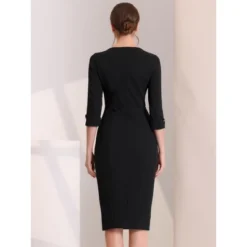 INSPIRE CHIC Women's Elegant Boat Neck 3/4 Sleeves Work Midi Split Sheath Dress 2 Packs -Fashion Clothing Store GUEST 7638665d 9299 4281 aa97 61d0e5dd2a14