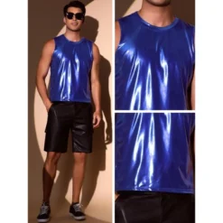 INSPIRE CHIC Men's Sleeveless Crew Neck Disco Metallic Shiny Tank Tops -Fashion Clothing Store GUEST 77009948 c96b 4fd0 b52c cfb6de413258