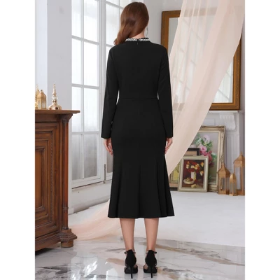 INSPIRE CHIC Women's Evening Fishtail Long Sleeve Sequin Trim Bodycon Formal Cocktail Midi Dresses 3 INSPIRE CHIC Women's Evening Fishtail Long Sleeve Sequin Trim Bodycon Formal Cocktail Midi Dresses - Image 3