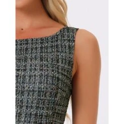 INSPIRE CHIC Women's Tweed Summer Sleeveless Elegant Plaid Bodycon Midi Dress -Fashion Clothing Store GUEST 80eae931 9569 4e2a b333 6f8d56fa1cef
