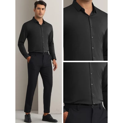 INSPIRE CHIC Men's Long Sleeve Button Down Solid Color Business Dress Shirt 4 INSPIRE CHIC Men's Long Sleeve Button Down Solid Color Business Dress Shirt - Image 4