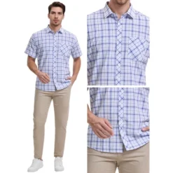INSPIRE CHIC Men's Classic Short Sleeved Button Down Plaid Shirts 7 INSPIRE CHIC Men's Classic Short Sleeved Button Down Plaid Shirts -Fashion Clothing Store GUEST 86466534 1211 429d ae7b c09f197bbf96