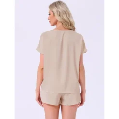 INSPIRE CHIC Women's Satin Silky Pajama Set Short Sleeve Round Neck Top Slit Shorts Sleepwear Set -Fashion Clothing Store GUEST 88b12ce2 abf9 4ef1 ad98 e3d95e6507a2