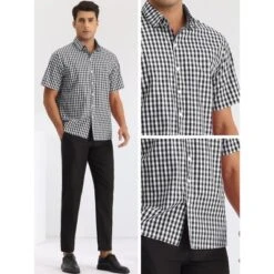 INSPIRE CHIC Men's Short Sleeves Button Down Gingham Pattern Shirt -Fashion Clothing Store GUEST 8c21336f 1f85 42c5 9f41 3d209e5809c8