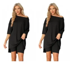INSPIRE CHIC Women's 2 Pcs Knit Loungewear 3/4 Sleeve T-Shirt With Bike Shorts Pajama Set -Fashion Clothing Store GUEST 8e427cd9 6a17 4b08 a511 b19c9e1d20c0