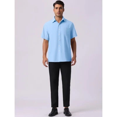 INSPIRE CHIC Men's Short Sleeve Button Down Casual Summer Hawaiian Beach Linen Shirts 1 INSPIRE CHIC Men's Short Sleeve Button Down Casual Summer Hawaiian Beach Linen Shirts