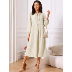 INSPIRE CHIC Women's Boho V Neck Long Sleeve Flowy Swing Casual Floral Midi Dress With Pockets -Fashion Clothing Store GUEST 95eba7f2 8646 4a67 b7bc 14860b6a580e