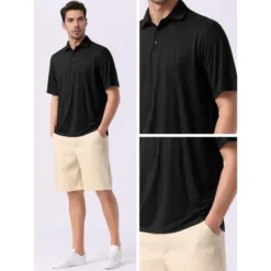 INSPIRE CHIC Men's Summer Casual Short Sleeve Solid Color Texture Knit Polo Shirts -Fashion Clothing Store GUEST 97764929 7cf5 4afe 8ea9 9b88c4557192