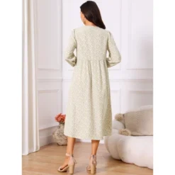 INSPIRE CHIC Women's Boho V Neck Long Sleeve Flowy Swing Casual Floral Midi Dress With Pockets -Fashion Clothing Store GUEST 97b9db25 2fc6 4903 8e11 35cedb0c44eb