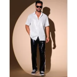 INSPIRE CHIC Men's Retro Button Down Short Sleeve Party Glitter Sequins Shirt -Fashion Clothing Store GUEST 988ac45f edba 49e9 805e b8a0cf13c52a