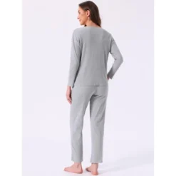 INSPIRE CHIC Women's Pajama Sets Button Up Long Sleeve V-Neck Elastic Waist Pants 2 Pieces With Pockets -Fashion Clothing Store GUEST 9903b6ce b19d 49d5 b063 2599a23bc077
