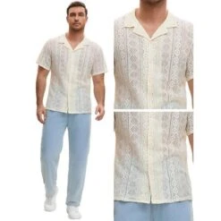 INSPIRE CHIC Men's Camp Collar Short Sleeve Button Down Party Mesh See Through Shirts -Fashion Clothing Store GUEST 9b072fcd c2a1 405b b8f3 d193decd032e