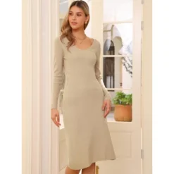 INSPIRE CHIC Women's V Neck Long Sleeve Ribbed Knit Midi Sweater Dresses 5 INSPIRE CHIC Women's V Neck Long Sleeve Ribbed Knit Midi Sweater Dresses -Fashion Clothing Store GUEST 9fe8788a 3572 4327 8807 4fa53e03ee46