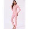 INSPIRE CHIC Women's Loungewear Button Up Cute Pattern Print Long Sleeve Notched Collar Pants Set With Pockets Pajama Set