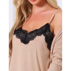 INSPIRE CHIC Women's Loungewear Lace Cami Spaghetti Strap Sleeveless Soft Pants Set With Pockets Cardigan 3 Piece Pajama Set -Fashion Clothing Store GUEST a62e5174 5c27 4254 aede 76973174a31d