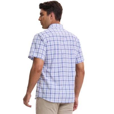 INSPIRE CHIC Men's Classic Short Sleeved Button Down Plaid Shirts 2 INSPIRE CHIC Men's Classic Short Sleeved Button Down Plaid Shirts - Image 2