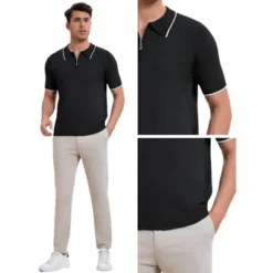 INSPIRE CHIC Men's Formal Solid Color Short Sleeved Zipper Slim Fit Classic Knit Polo Shirts 7 INSPIRE CHIC Men's Formal Solid Color Short Sleeved Zipper Slim Fit Classic Knit Polo Shirts -Fashion Clothing Store GUEST a9f2477b 4201 4855 b1b9 dd1029727bd8