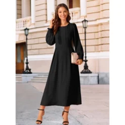 INSPIRE CHIC Women's Elegant Frilled Crewneck Midi Long Sleeve Pleated A-Line Flowy Dress With Pockets 6 INSPIRE CHIC Women's Elegant Frilled Crewneck Midi Long Sleeve Pleated A-Line Flowy Dress With Pockets -Fashion Clothing Store GUEST adcc7ddf d43a 40b6 a0ab 567dabc65ab8